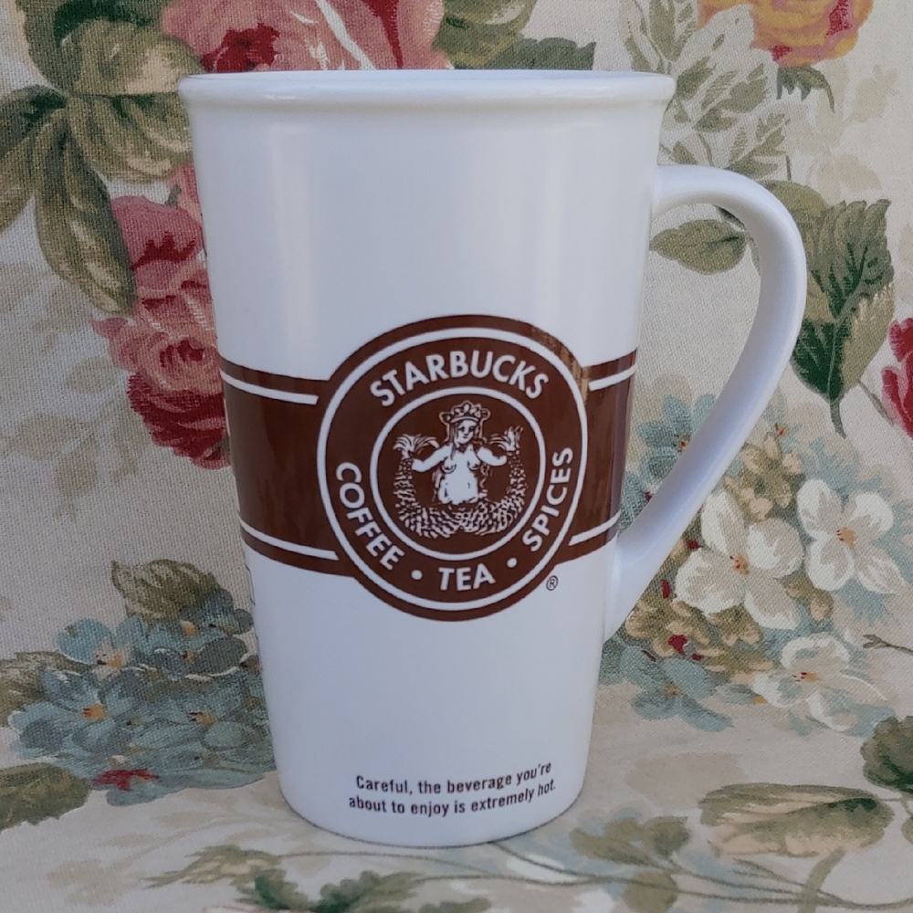 Starbucks Vintage 2008 Tall Ceramic Mug with Original Brown Siren Logo 16 fl oz